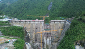 国家重大水利项目观音水库大坝封顶